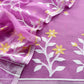 Purple Pure Linen Suit Fabric With Needle Jamdani Weaving Handmade On Loom