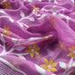 Purple Pure Linen Suit Fabric With Needle Jamdani Weaving Handmade On Loom