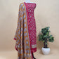 Red pichwai Maheshwari Silk Unstitched Suit With Natraj Kalamkari Dupatta