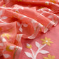 Peach Pure Linen Suit Fabric With Needle Jamdani Weaving Handmade On Loom