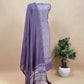 Purple Block Print Maheshwari Silk Unstitched Suit With Dupatta