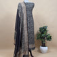 Black Paisley Block Print Pure Maheshwari Silk Unstitched Suit
