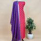 Pink and Purple Pure Assamese Silk Suit Fabric With Zari Weaving