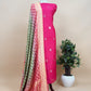 Deep Pink Handloom Silk Kurta And Bandhani Khaddi Georgette Dupatta