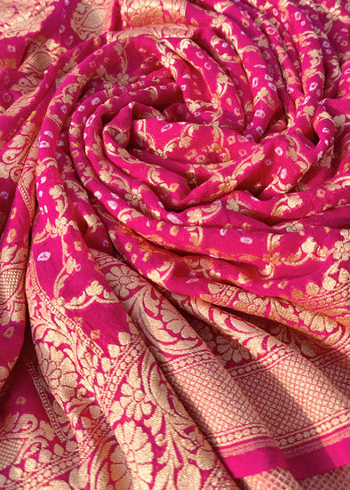 Pink Ombre Premium Georgette Ghatchola Bandhani Dupatta