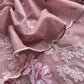 Pink Pure Mulmul Suit Fabric With Floral Resham Embroidery
