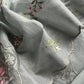 Gray Pure Mulmul Suit Fabric With Floral Resham Embroidery
