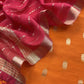 Orange and Red Pure Assamese Silk Suit Fabric With Zari Weaving