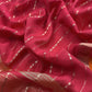 Orange and Red Pure Assamese Silk Suit Fabric With Zari Weaving