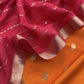 Orange and Red Pure Assamese Silk Suit Fabric With Zari Weaving