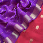 Pink and Purple Pure Assamese Silk Suit Fabric With Zari Weaving