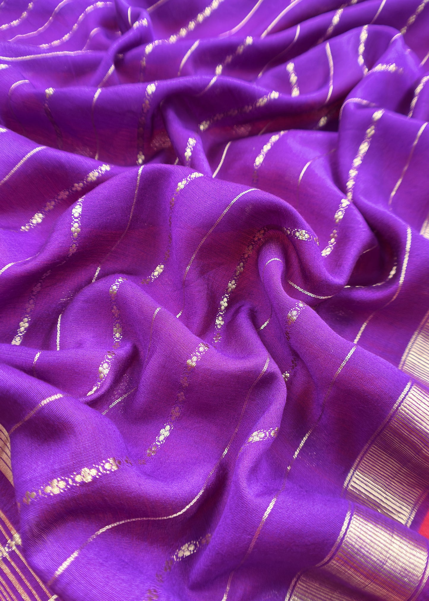 Pink and Purple Pure Assamese Silk Suit Fabric With Zari Weaving