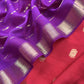 Pink and Purple Pure Assamese Silk Suit Fabric With Zari Weaving