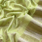 Peach and Lime Green Pure Assamese Silk Suit Fabric With Zari Weaving