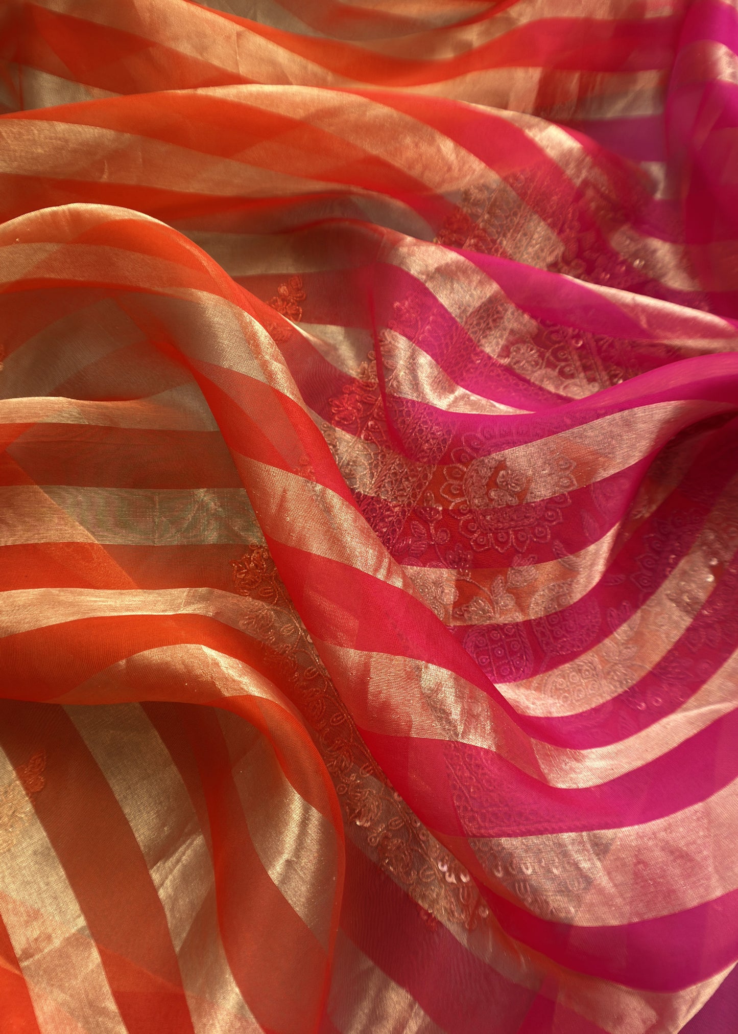 Pearl Blue Handloom Silk Suit with Tissue Silk Dupatta with Dori, Dabka, Zardosi Handwork