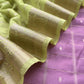Purple and Lime Green Pure Assamese Silk Suit Fabric Zith Zari Weaving