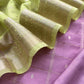 Purple and Lime Green Pure Assamese Silk Suit Fabric Zith Zari Weaving