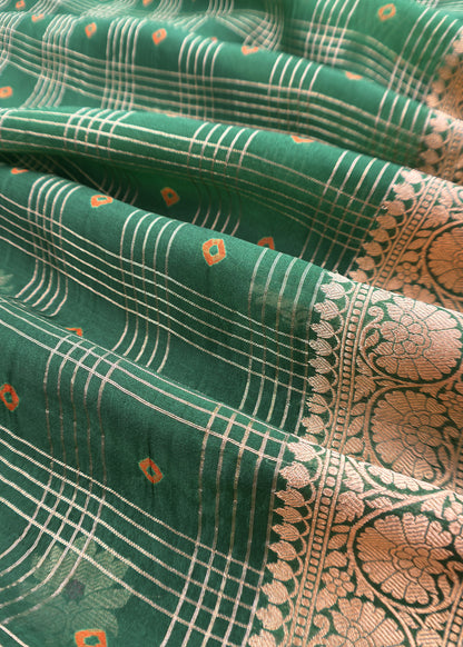Green Handloom Silk Suit With Meenakari Dupatta