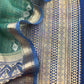 Azure Blue Handloom Banarasi Silk Kurta and Kora silk dupatta with Kadwa weaving