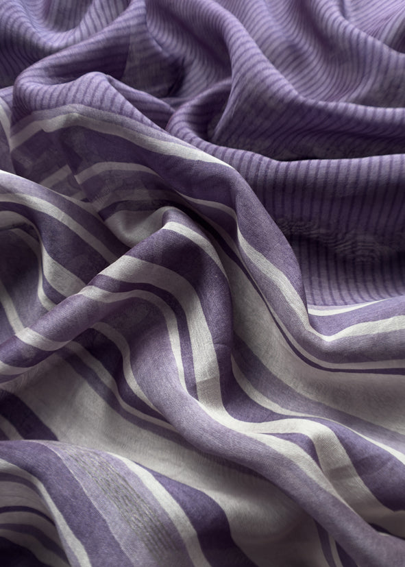 Purple Block Print Maheshwari Silk Unstitched Suit With Dupatta