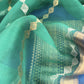 Azure Blue Handloom Banarasi Silk Kurta and Kora silk dupatta with Kadwa weaving