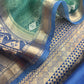 Azure Blue Handloom Banarasi Silk Kurta and Kora silk dupatta with Kadwa weaving