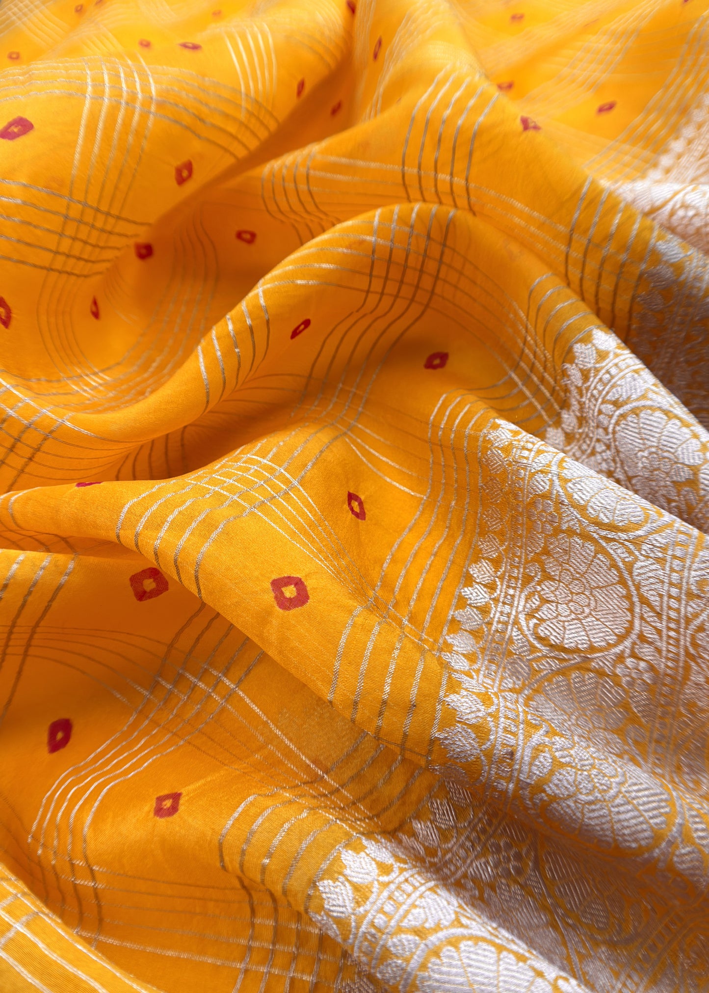 Yellow Handloom Silk Suit With Meenakari Dupatta