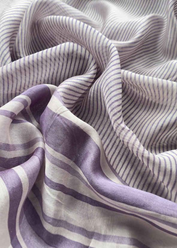 Purple Paisley Block Print Pure Maheshwari Silk Unstitched Suit