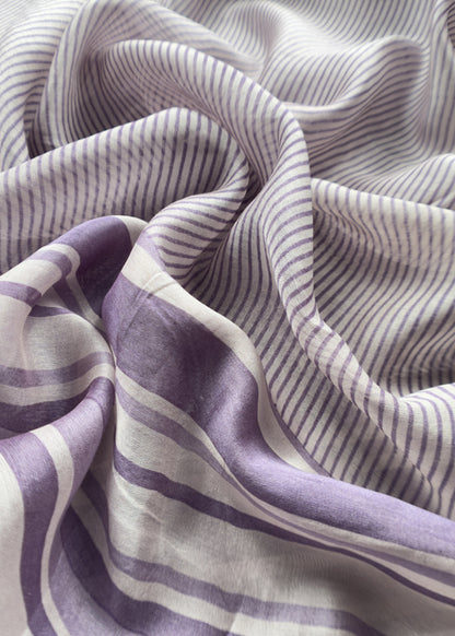 Purple Paisley Block Print Pure Maheshwari Silk Unstitched Suit