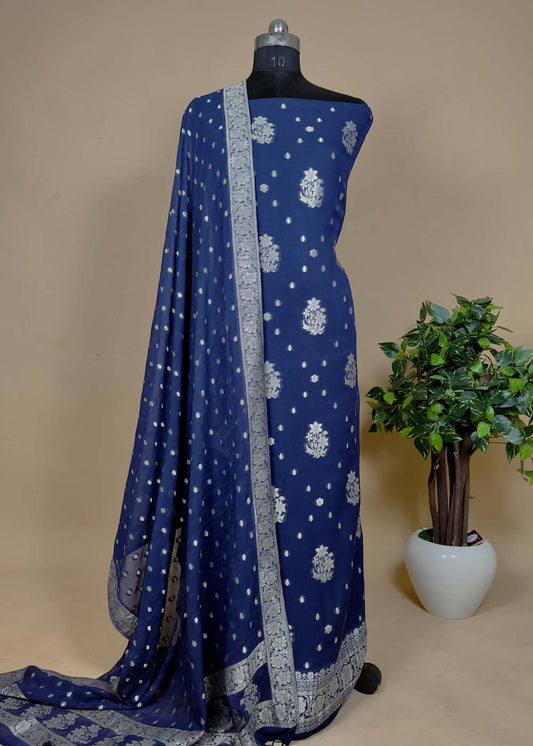 Blue Banarasi Georgette Suit Set