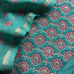 Green Ajrakh Mahehswari Silk Unstitched Suit With Dupatta