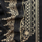 Black Pure Mulmul Lakhnavi Chikan Embroided Suit Fabric