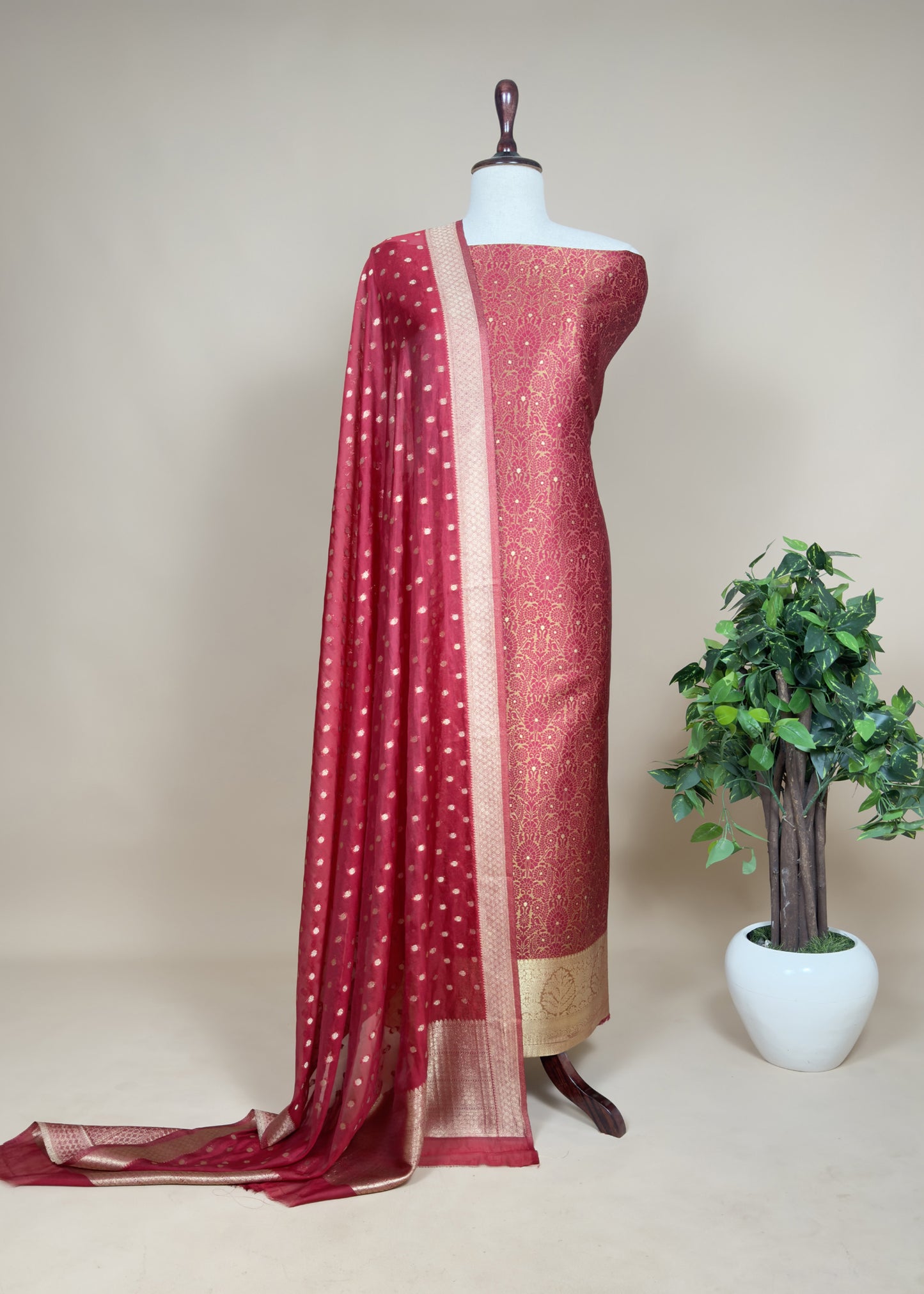 Indian Traditional Wear Brocade Organza Fabric