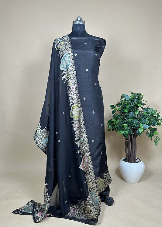 Upada Silk Suit With Meenakari Work