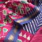 Blue Leheriya Maheshwari Silk Unstitched Suit With Patola Dupatta