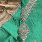 Green Handloom Silk Kurta And Tissue Silk Dupatta With Dori Dabka Handwork