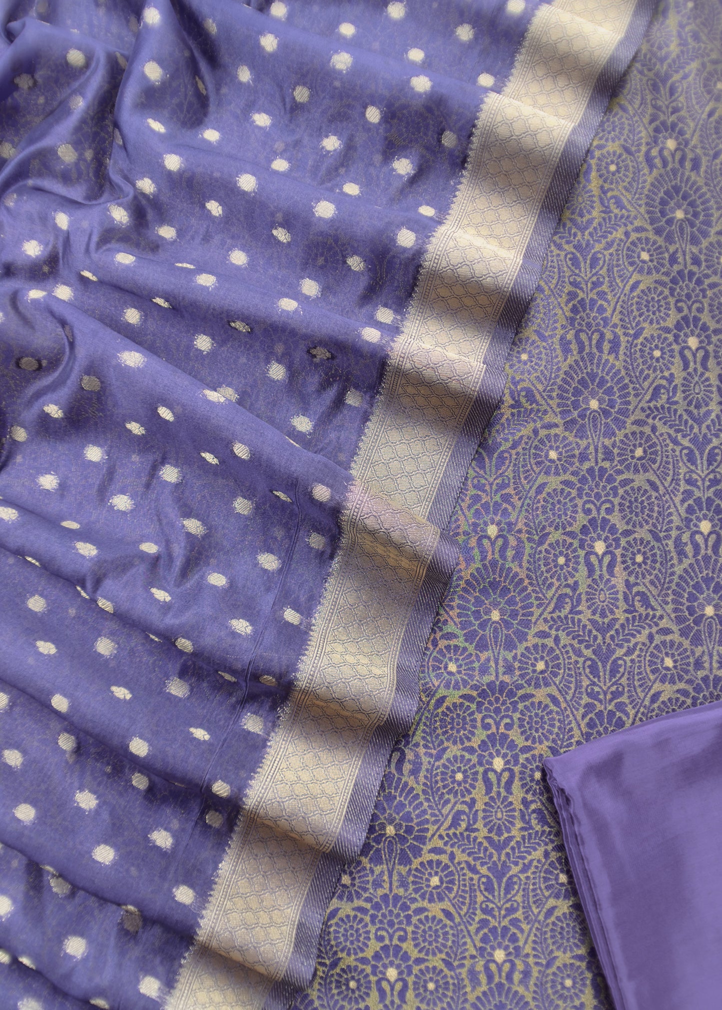 Purple Brocade Kurta With Organza Dupatta