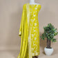 Green Handwoven Georgette Silk Suit With Khadi Weaving