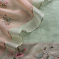 Sage Handloom Kora Silk Suit Fabric With Embroidery