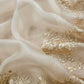 White Handwoven Puer Organza Suit With Resham Embroidery Work