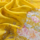 Canary Yellow Brocade Silk Kurta And Kora Silk Dupatta With Handwork