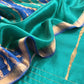Kalasheel Luxe Handwoven Royal Blue And Saffron Banarasi Silk Suit With Zari Weaving