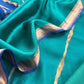 Kalasheel Luxe Handwoven Royal Blue And Saffron Banarasi Silk Suit With Zari Weaving