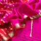 Kalasheel Luxe Handwoven Deep Pink And Saffron Banarasi Silk Suit With Zari Weaving