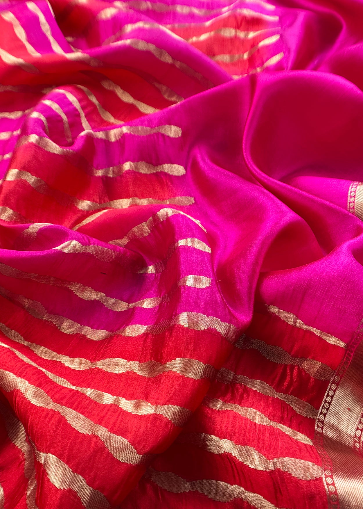 Kalasheel Luxe Handwoven Deep Pink And Saffron Banarasi Silk Suit With Zari Weaving