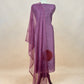 Purple Raw Silk kurta And Organza Dupatta With Ajrakh Appliqué Work