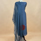 Purple Raw Silk kurta And Organza Dupatta With Ajrakh Appliqué Work