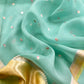 Sky Blue Kora Silk Unstitched Suit With Kadwa Weaving
