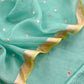 Sky Blue Kora Silk Unstitched Suit With Kadwa Weaving
