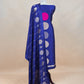 Timeless Blue Handloom Silk Suit With Weaving
